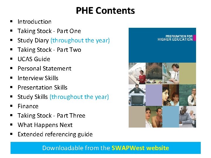 PHE Contents § § § § Introduction Taking Stock - Part One Study Diary