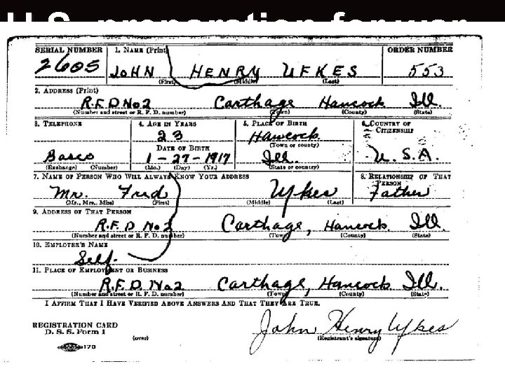 U. S. preparation for war n. Selective service (draft) put more men in the