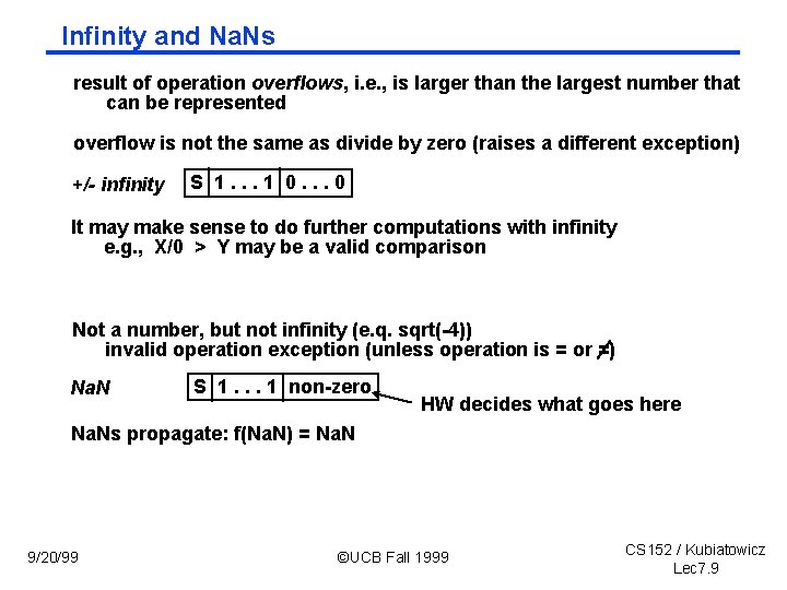 Infinity and Na. Ns result of operation overflows, i. e. , is larger than