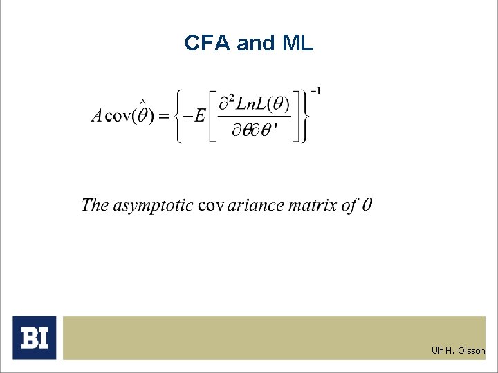 CFA and ML Ulf H. Olsson CFA and ML Ulf H. Olsson