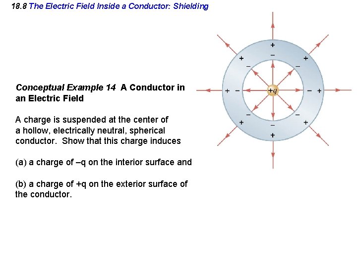 18. 8 The Electric Field Inside a Conductor: Shielding Conceptual Example 14 A Conductor