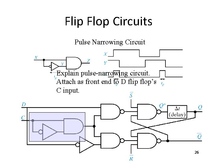 Flip Flop Circuits Pulse Narrowing Circuit Explain pulse-narrowing circuit. Attach as front end to