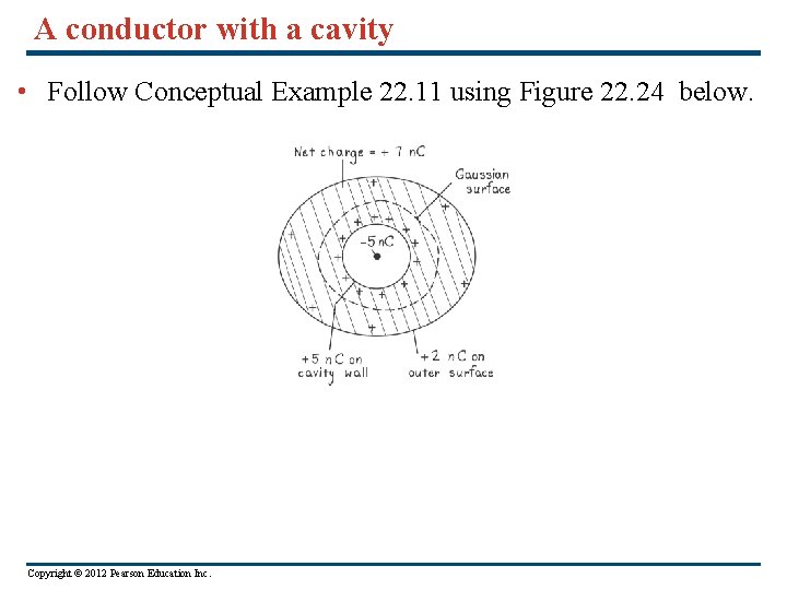 A conductor with a cavity • Follow Conceptual Example 22. 11 using Figure 22.