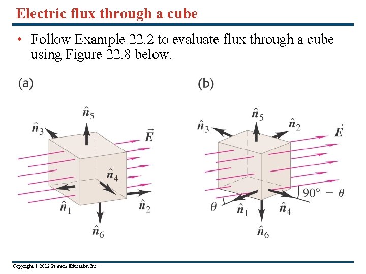 Electric flux through a cube • Follow Example 22. 2 to evaluate flux through