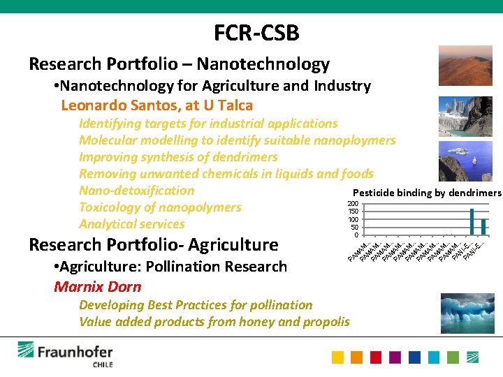 FCR-CSB Research Portfolio – Nanotechnology • Nanotechnology for Agriculture and Industry Leonardo Santos, at