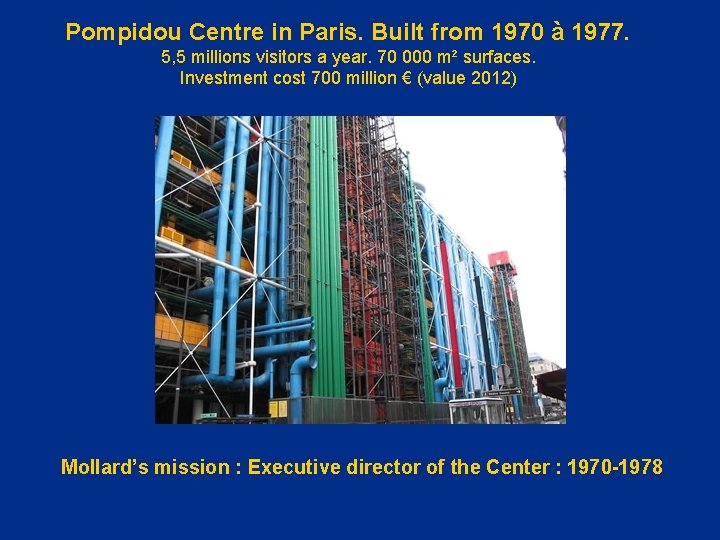 Pompidou Centre in Paris. Built from 1970 à 1977. 5, 5 millions visitors a