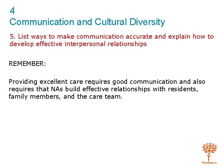 4 Communication and Cultural Diversity 5. List ways to make communication accurate and explain