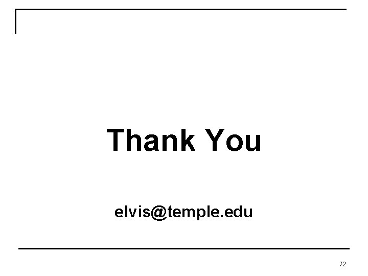 Thank You elvis@temple. edu 72 Thank You elvis@temple. edu 72