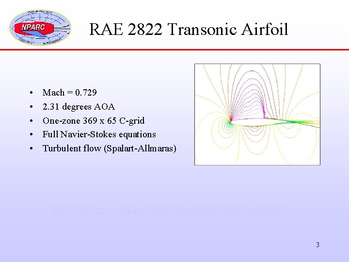 RAE 2822 Transonic Airfoil • • • Mach = 0. 729 2. 31 degrees