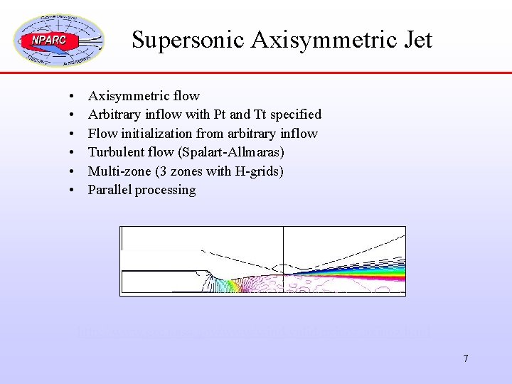 Supersonic Axisymmetric Jet • • • Axisymmetric flow Arbitrary inflow with Pt and Tt