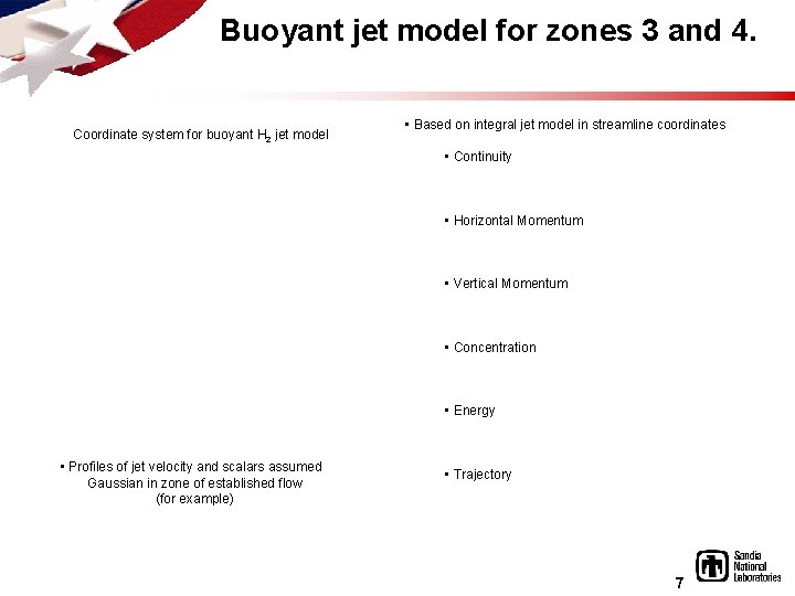 Buoyant jet model for zones 3 and 4. Coordinate system for buoyant H 2