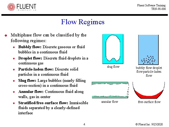 Fluent Software Training TRN-98 -006 Flow Regimes u Multiphase flow can be classified by