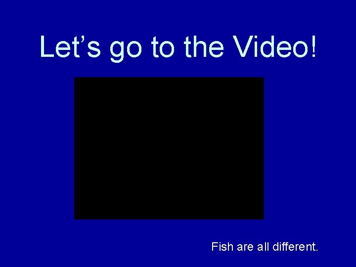 Let’s go to the Video! Fish are all different. 