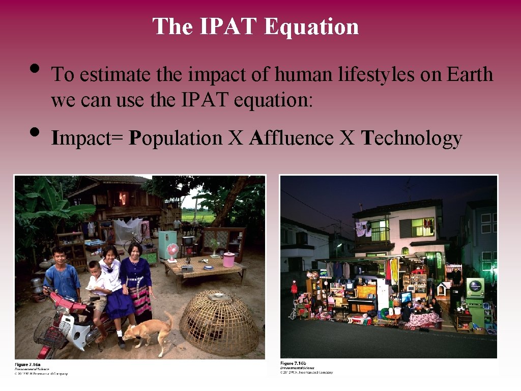 The IPAT Equation • To estimate the impact of human lifestyles on Earth we