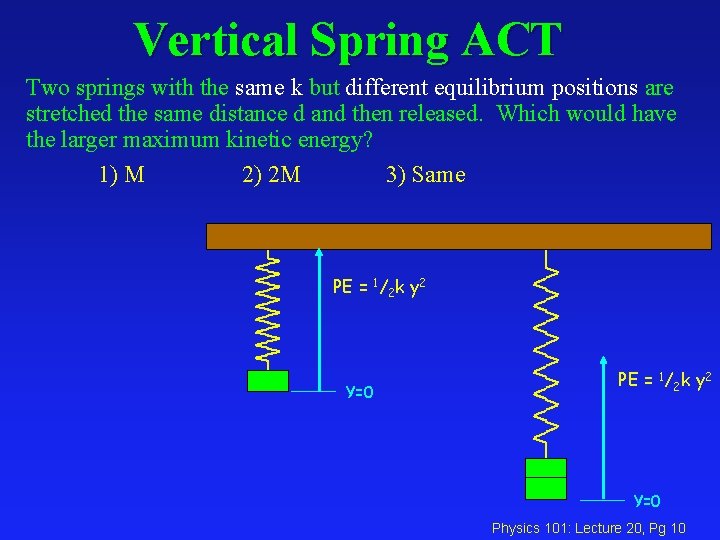 Vertical Spring ACT Two springs with the same k but different equilibrium positions are