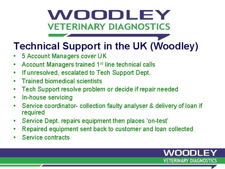 Technical Support in the UK (Woodley) • • 5 Account Managers cover UK Account Technical Support in the UK (Woodley) • • 5 Account Managers cover UK Account