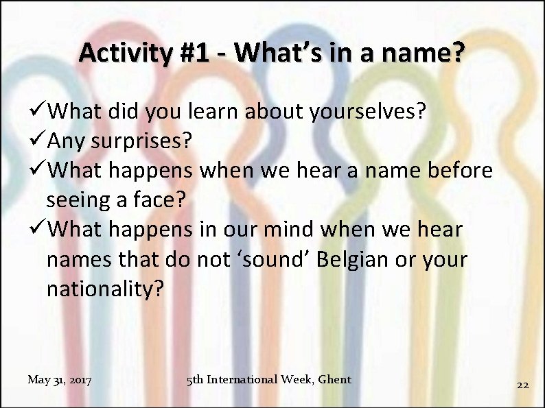 Activity #1 - What’s in a name? What did you learn about yourselves? Any