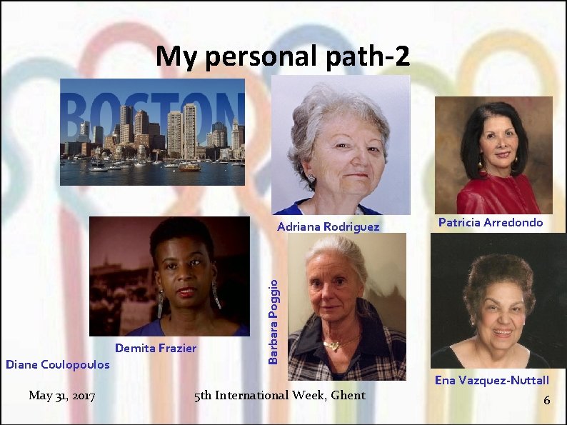 My personal path-2 Demita Frazier Diane Coulopoulos May 31, 2017 Patricia Arredondo Barbara Poggio