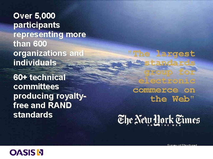 Over 5, 000 participants representing more than 600 organizations and individuals 60+ technical committees