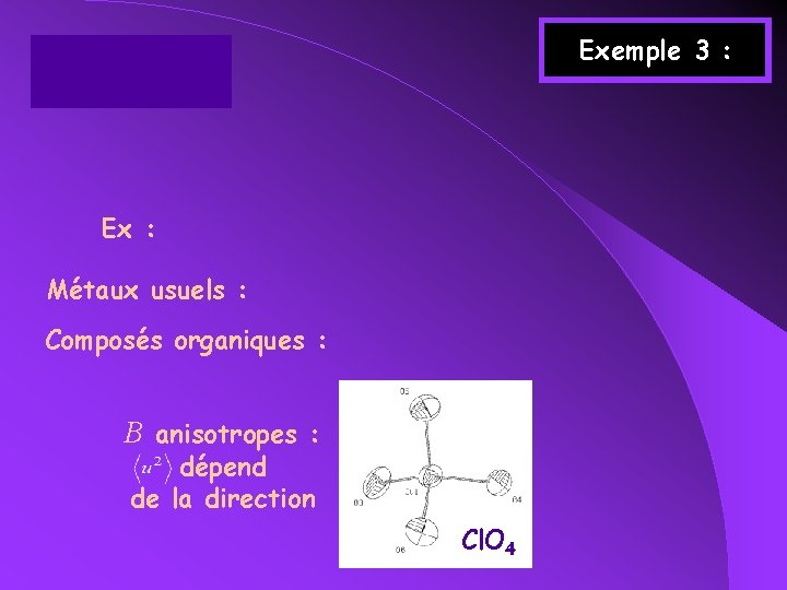 Exemple 3 : Ex : Métaux usuels : Composés organiques : B anisotropes :