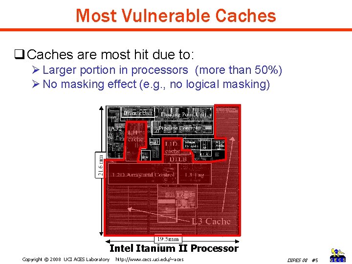 Most Vulnerable Caches q Caches are most hit due to: Ø Larger portion in