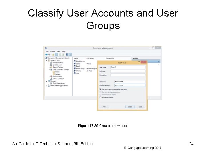 Classify User Accounts and User Groups Figure 17 -29 Create a new user A+