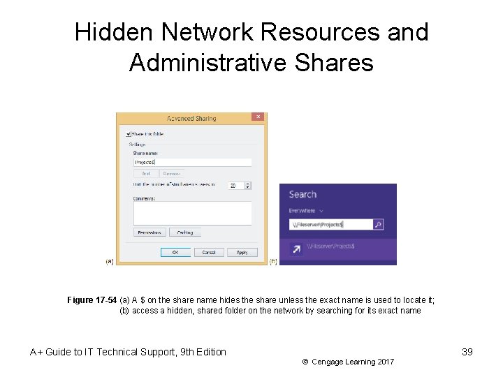 Hidden Network Resources and Administrative Shares Figure 17 -54 (a) A $ on the