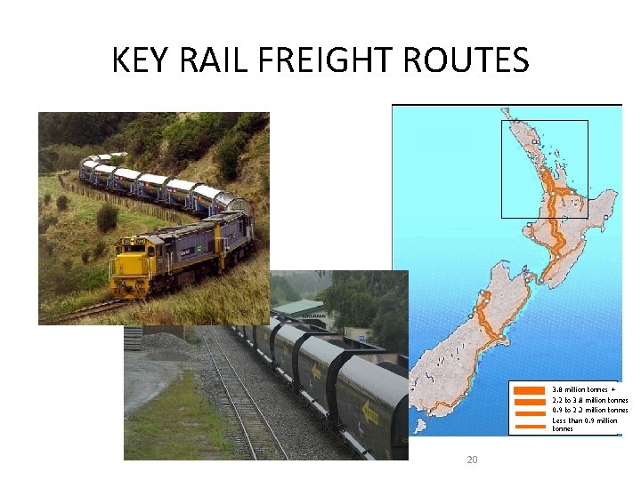 KEY RAIL FREIGHT ROUTES 3. 8 million tonnes + 2. 2 to 3. 8