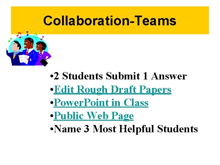 Collaboration-Teams • 2 Students Submit 1 Answer • Edit Rough Draft Papers • Power.
