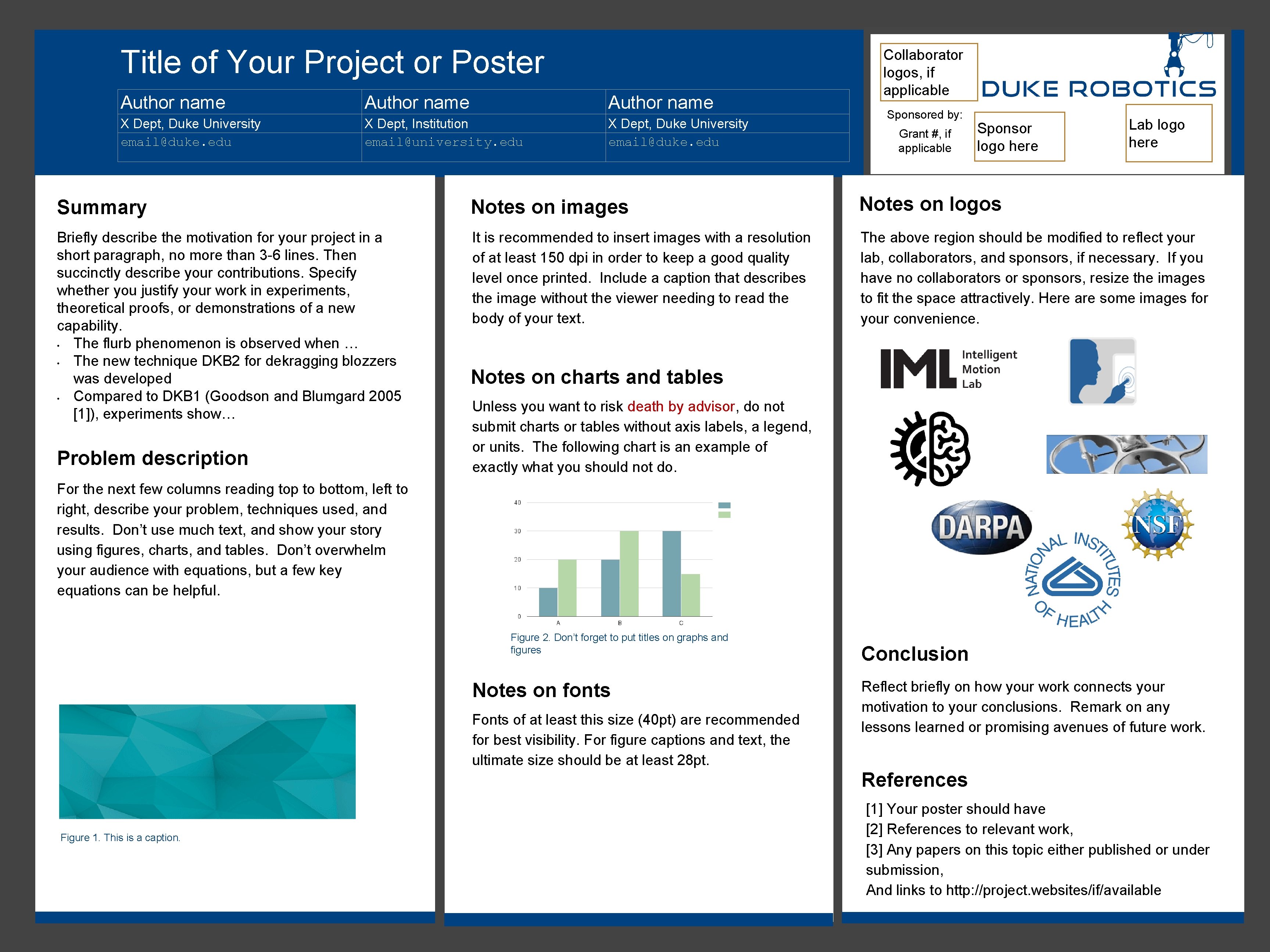 Title of Your Project or Poster Author name X Dept, Duke University email@duke. edu