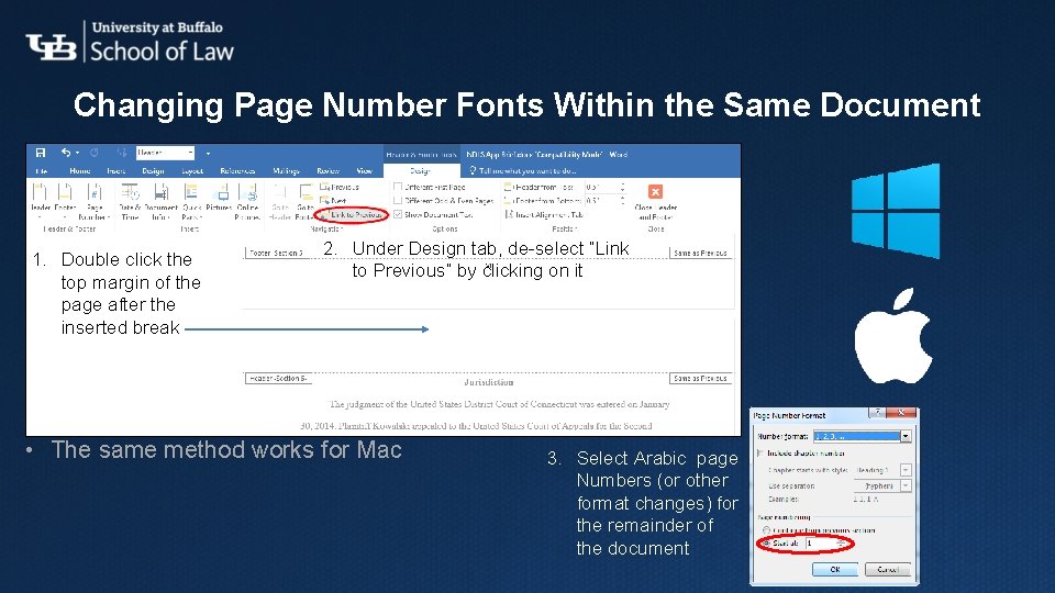 Changing Page Number Fonts Within the Same Document 1. Double click the top margin Changing Page Number Fonts Within the Same Document 1. Double click the top margin