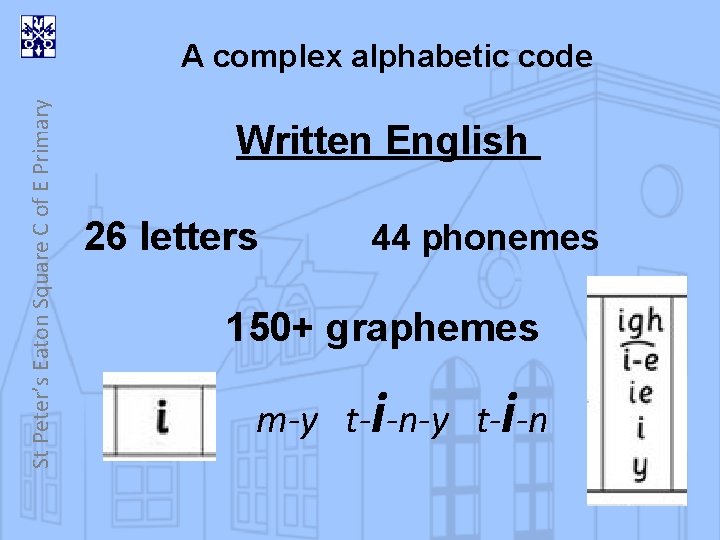 St Peter’s Eaton Square C of E Primary A complex alphabetic code Written English