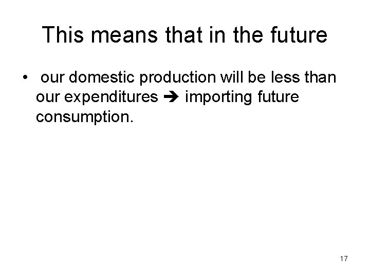 This means that in the future • our domestic production will be less than