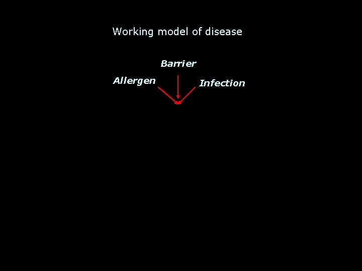 Working model of disease Barrier Allergen Infection 
