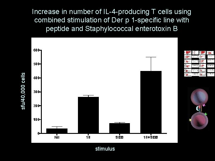 sfu/40, 000 cells Increase in number of IL-4 -producing T cells using combined stimulation