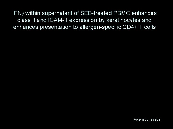 IFNg within supernatant of SEB-treated PBMC enhances class II and ICAM-1 expression by keratinocytes