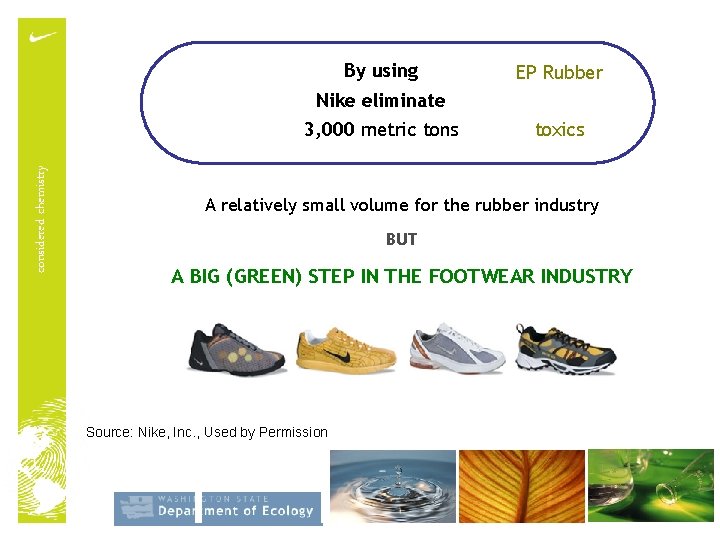 By using EP Rubber Nike eliminate considered chemistry 3, 000 metric tons toxics A