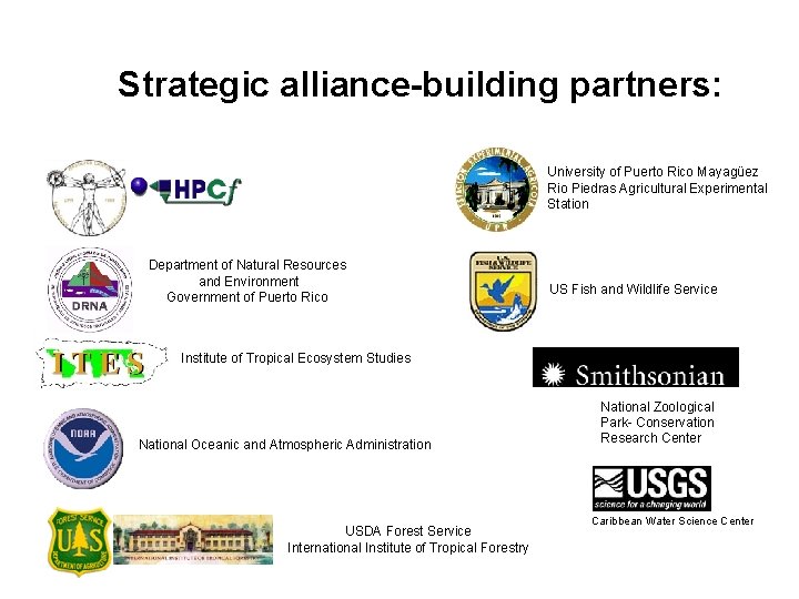 Strategic alliance-building partners: University of Puerto Rico Mayagüez Rio Piedras Agricultural Experimental Station Department