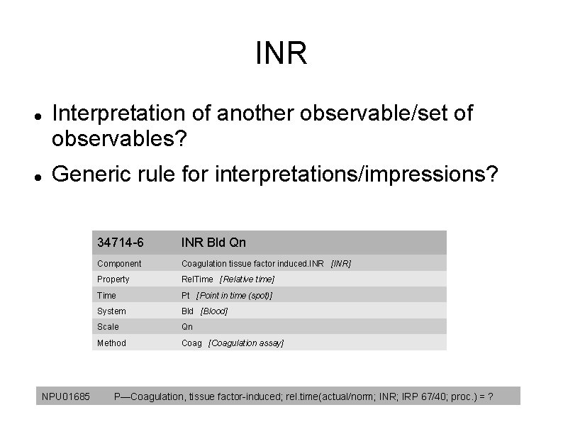 INR Interpretation of another observable/set of observables? Generic rule for interpretations/impressions? NPU 01685 34714