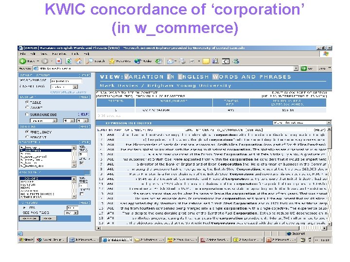 KWIC concordance of ‘corporation’ (in w_commerce) 