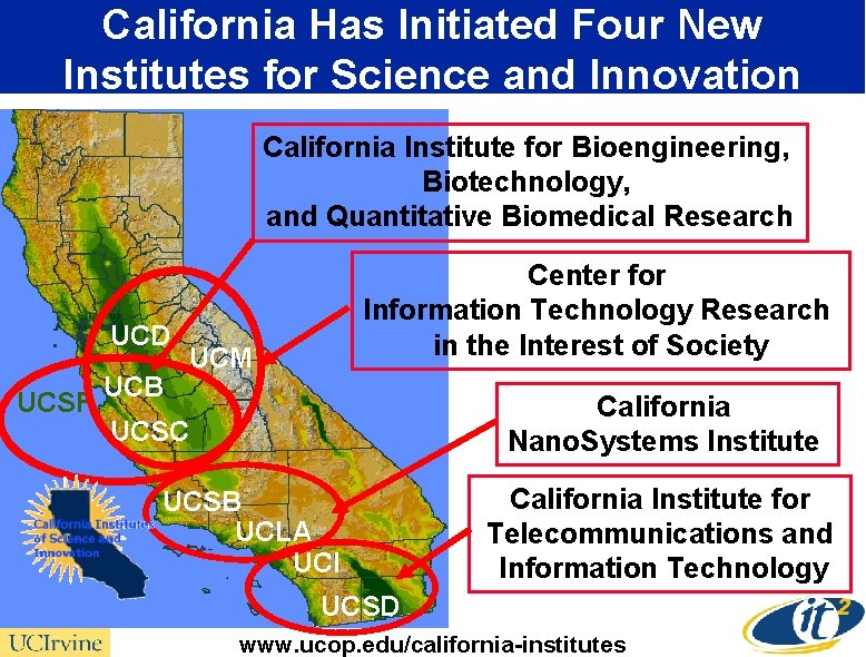 California Has Initiated Four New Institutes for Science and Innovation California Institute for Bioengineering,