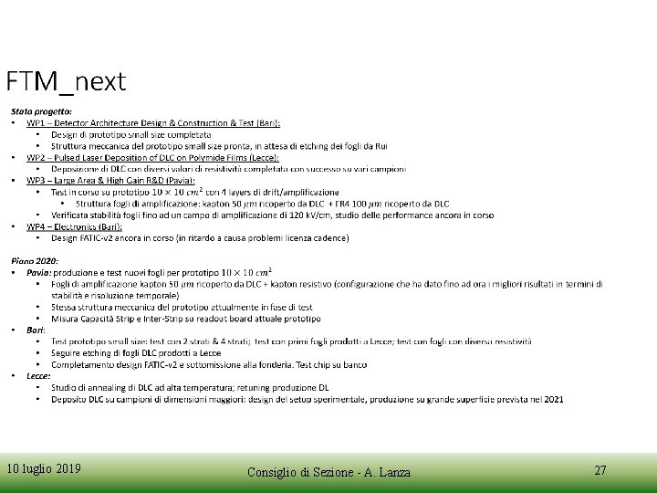 10 luglio 2019 Consiglio di Sezione - A. Lanza 27 