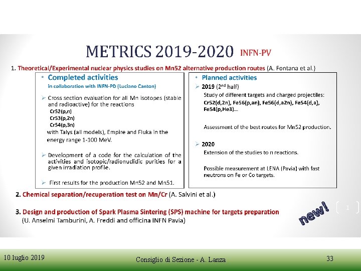 10 luglio 2019 Consiglio di Sezione - A. Lanza 33 