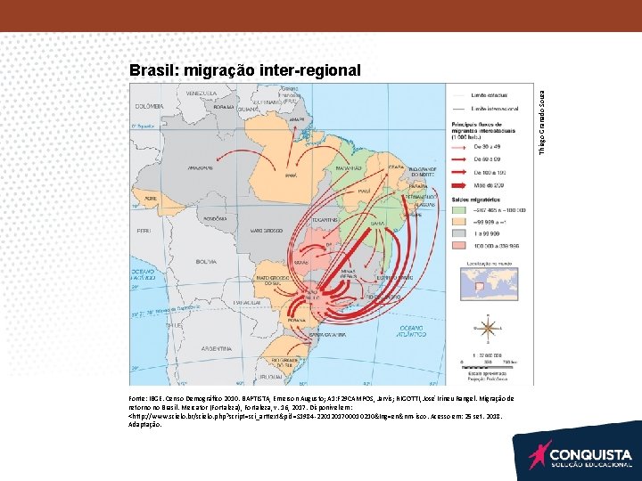 Thiago Granado Souza Brasil: migração inter-regional Fonte: IBGE. Censo Demográfico 2010. BAPTISTA, Emerson Augusto; Thiago Granado Souza Brasil: migração inter-regional Fonte: IBGE. Censo Demográfico 2010. BAPTISTA, Emerson Augusto;