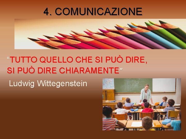 4. COMUNICAZIONE “TUTTO QUELLO CHE SI PUÒ DIRE, SI PUÒ DIRE CHIARAMENTE” Ludwig Wittegenstein