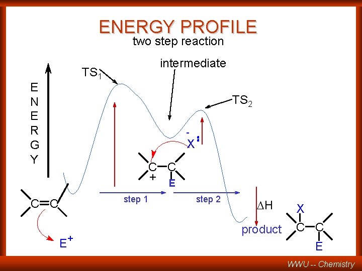 ENERGY PROFILE two step reaction intermediate TS 1 E N E R G Y