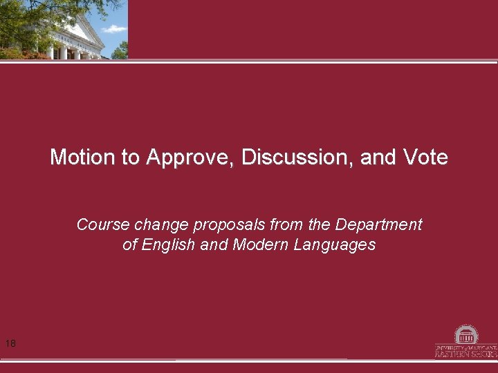 Motion to Approve, Discussion, and Vote Course change proposals from the Department of English