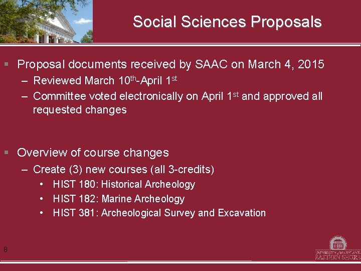 Social Sciences Proposals § Proposal documents received by SAAC on March 4, 2015 –