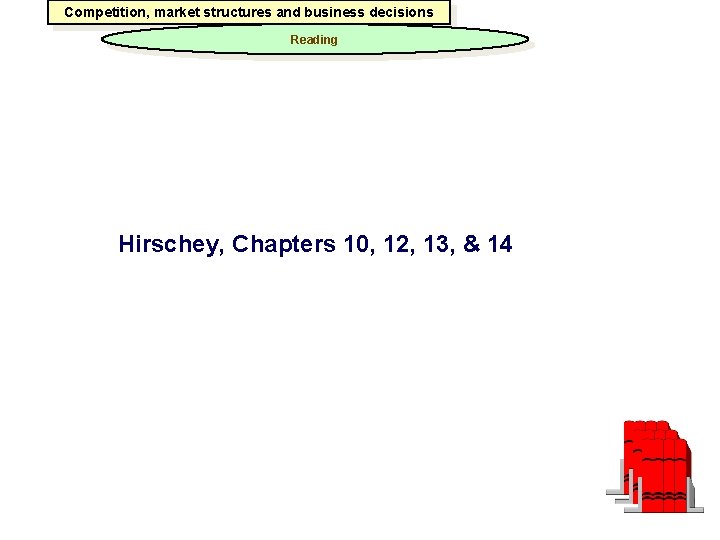 Competition, market structures and business decisions Reading Hirschey, Chapters 10, 12, 13, & 14