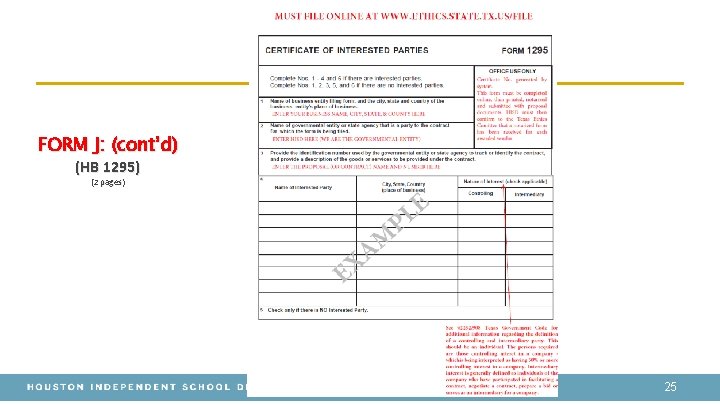 FORM J: (cont’d) (HB 1295) (2 pages) 25 FORM J: (cont’d) (HB 1295) (2 pages) 25